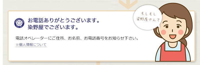 電話オペレーターにご住所、お名前、おで電話番号をお知らせください。